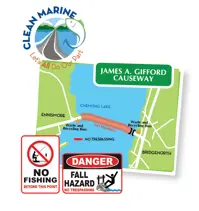 Warning: James a Gifford Causeway - Fall Hazards, No Fishing