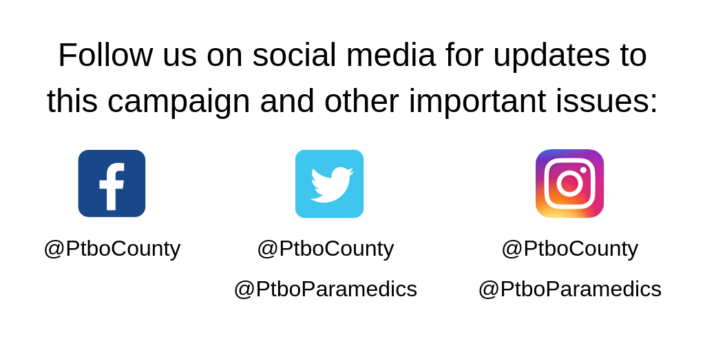 Social Media Channel Listing for Peterborough County and Peterborough Paramedics