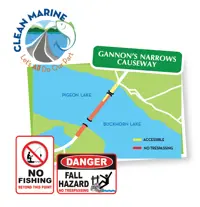 Warning: Gannon's Narrows Causeway - Fall Hazards, No Fishing
